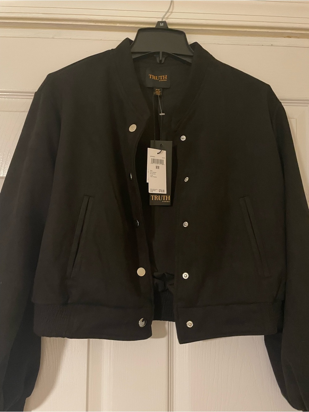 Truth Black Snap-Front Jacket with Gold Logo